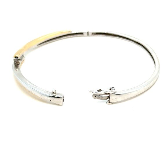 10K Two-Tone Gold Diamond Bangle Bracelet - Picture 3 of 12